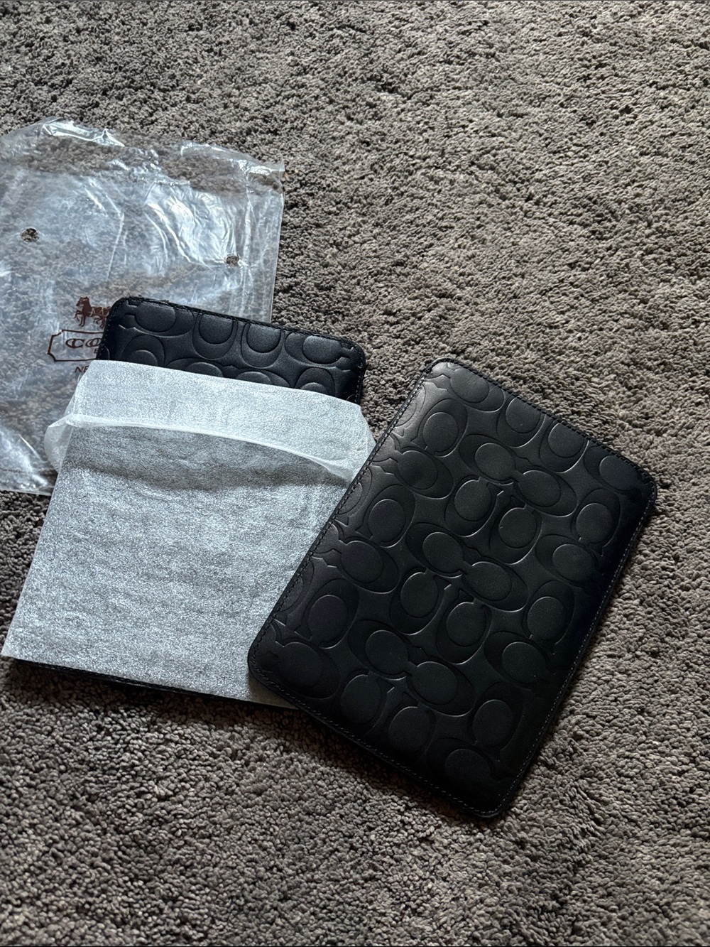 Coach Black Signature Embossed Pouch